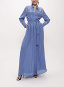 Blue Belted long shirt with ribbon accessories 94153