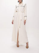 Ecru Belted long shirt with ribbon accessories 94153