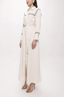 Ecru Belted long shirt with ribbon accessories 94153