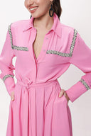 Pink Belted long shirt with ribbon accessories 94153