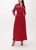 Burgundy Belted long shirt with ribbon accessories 94153