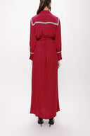 Burgundy Belted long shirt with ribbon accessories 94153