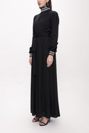 Black Turtleneck long dress with rib detail 94156