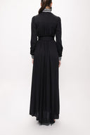 Black Turtleneck long dress with rib detail 94156