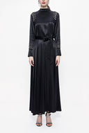 Black Crystal stone detail long dress 94157