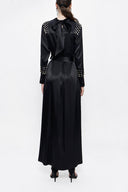 Black Crystal stone detail long dress 94157