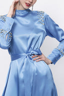 Blue Crystal stone detail long dress 94157