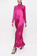 Fuchsia Crystal stone detail long dress 94157