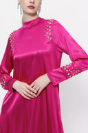 Fuchsia Crystal stone detail long dress 94157