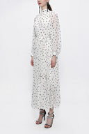 White Pleated wide cutlong dress 94158