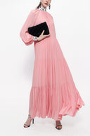 Pink Pleated wide cutlong dress 94158