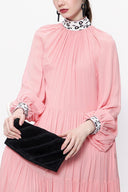 Pink Pleated wide cutlong dress 94158