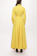 Yellow Sequin embroidered long taffeta shirt dress 94159