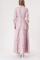 Lilac Long taffeta dress with piece skirt detail 94160