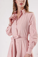 Salmon Long taffeta dress with piece skirt detail 94160