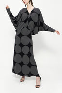 Patterned Bat sleeve V-neck dress 94162