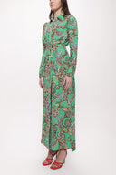 Green Shirt dress with gathered sleeves 94170