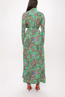 Green Shirt dress with gathered sleeves 94170