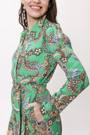 Green Shirt dress with gathered sleeves 94170