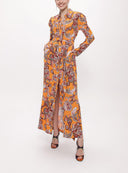 Orange Shirt dress with gathered sleeves 94170