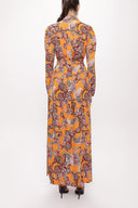 Orange Shirt dress with gathered sleeves 94170