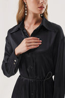Black Fitted waist shirt dress with details blousan on the back 94178