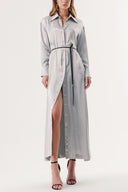Gray Fitted waist shirt dress with details blousan on the back 94178