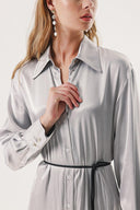 Gray Fitted waist shirt dress with details blousan on the back 94178