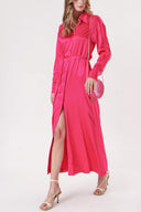 Fuchsia Fitted waist shirt dress with details blousan on the back 94178