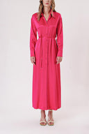 Fuchsia Fitted waist shirt dress with details blousan on the back 94178