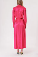Fuchsia Fitted waist shirt dress with details blousan on the back 94178