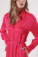 Fuchsia Fitted waist shirt dress with details blousan on the back 94178