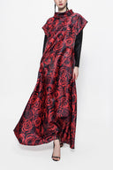 Rose Print Long dress with sequined sleeves 94179
