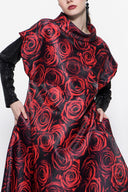 Rose Print Long dress with sequined sleeves 94179