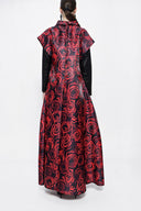 Rose Print Long dress with sequined sleeves 94179
