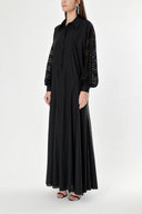 Black Lace detailed loose-fitting dress 94180