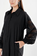 Black Lace detailed loose-fitting dress 94180