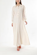 Beige Lace detailed loose-fitting dress 94180