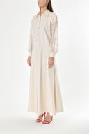 Beige Lace detailed loose-fitting dress 94180