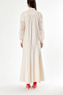 Beige Lace detailed loose-fitting dress 94180