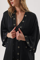 Black Long caftan with eyelet details 94187