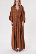 Brown Long caftan with eyelet details 94187