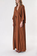 Brown Long caftan with eyelet details 94187