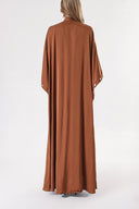 Brown Long caftan with eyelet details 94187