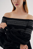 Black Off shoulder flared loose dress 94189