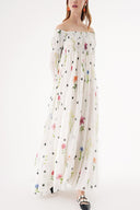 White Off shoulder flared loose dress 94189