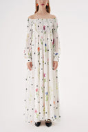 White Off shoulder flared loose dress 94189