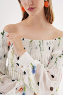 White Off shoulder flared loose dress 94189