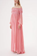 Pink Off shoulder flared loose dress 94189