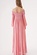 Pink Off shoulder flared loose dress 94189